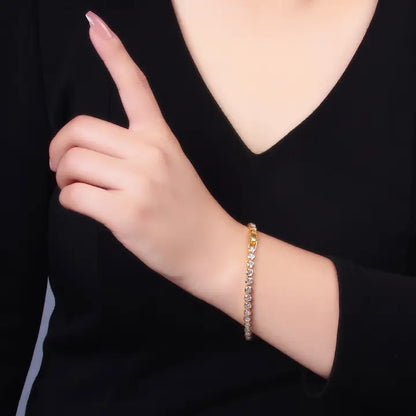 24K Gold Filled Round Bezel 7inch Tennis Bracelet