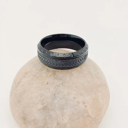 Men's Retro Viking Rune Celtic Knot Titanium Steel Ring