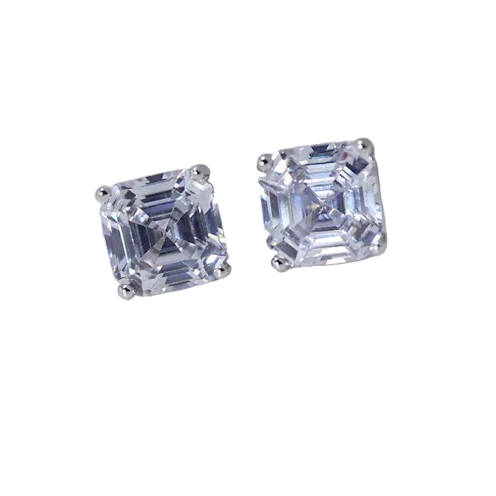 Asscher Cut Moissanite Earrings